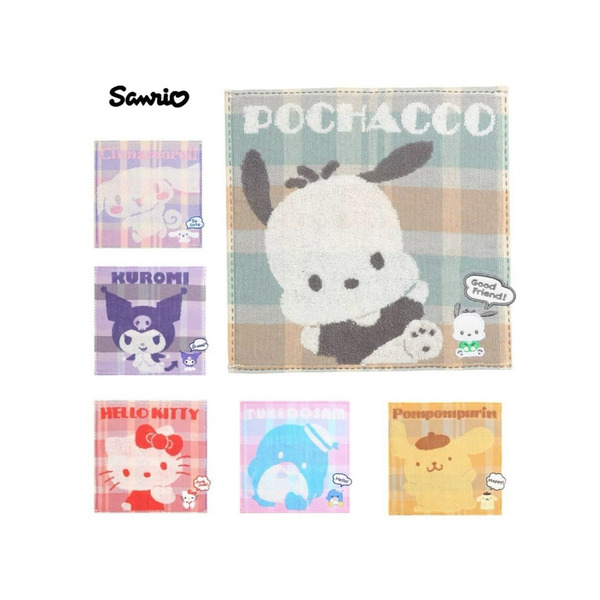 日本🇯🇵 限定 三麗鷗 酷洛米 庫洛米 凱蒂貓 刺繡 提花 刺繡 小方巾 小手帕 25x25cm