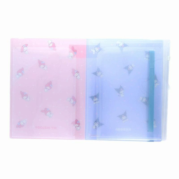 現貨 禮物 正版 sun-star🇯🇵 日本 三麗鷗 美樂蒂 &  酷洛米 庫洛米 五層 A4文件夾 夾鏈袋 鬆緊束
