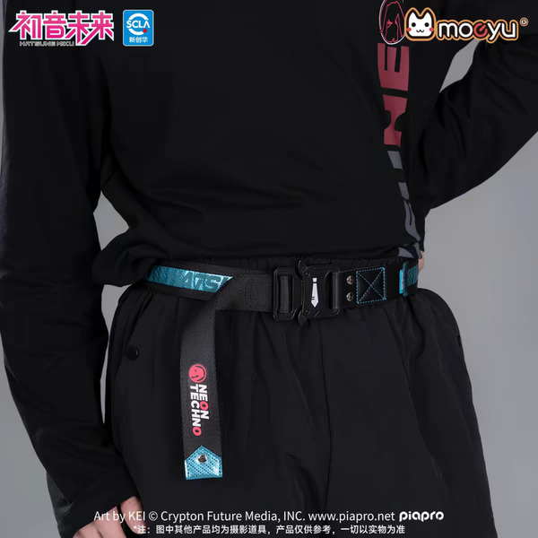 現貨 👘官方授權 正品 正版 Miku 初音未來 初音 霓虹電子樂 工裝 機能風 腰帶 卡扣 潮流 年輕 帆布 皮帶