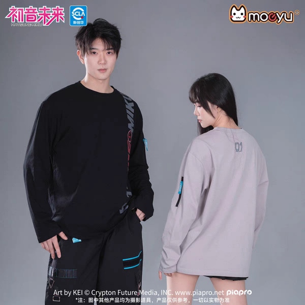 現貨 👘官方授權 正版 初音未來 霓虹電子樂 系列 秋季 男女 內搭 長袖 T恤 打底衫 寬鬆上衣 長袖T恤