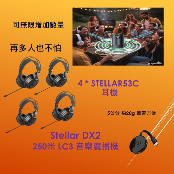 【2026 旗艦新品】新世代 Stellar DX2 LC3音樂廣播機 + Stellar 53C LC3耳機_4入