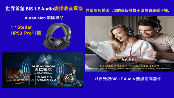 【加購單品】世界首創 BIS  LE Audio廣播收音耳機 Stellar HP53 Pro耳機