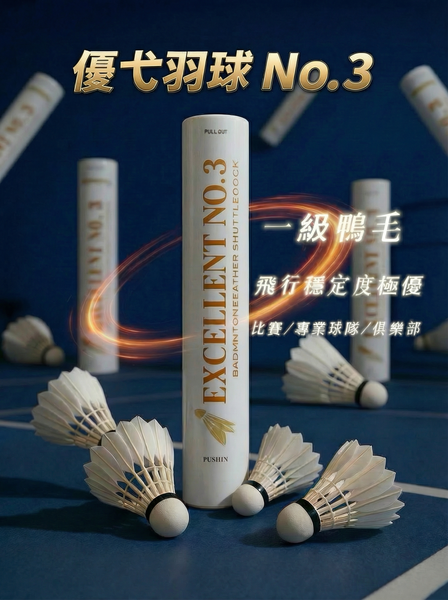 《羽樂運動 》YOOYI優弋 3 號 比賽級 一級鷀鴣鴨毛 12 入77速