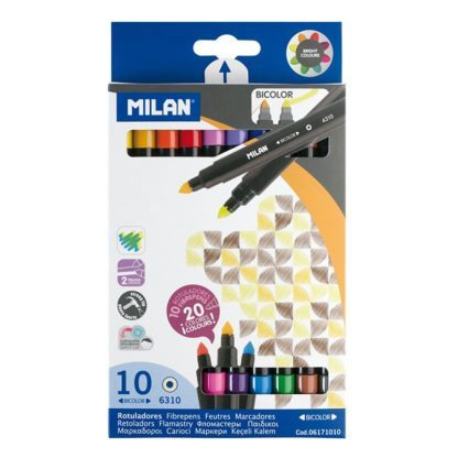 MILAN兒童可水洗雙頭彩色筆_細筆桿10支20色