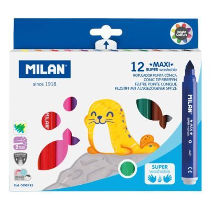 MILAN兒童超水洗彩色筆_粗筆桿12色7.5mm