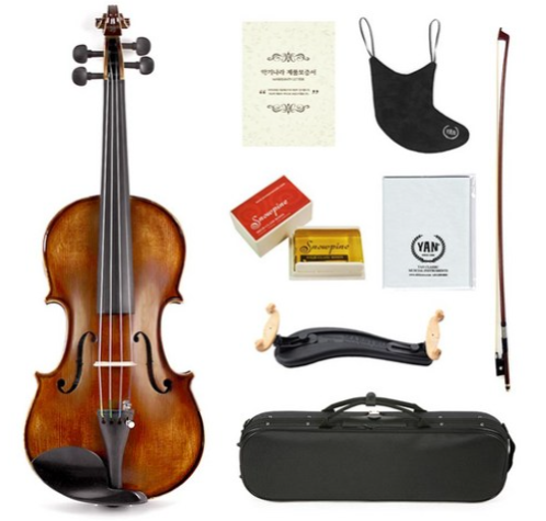 YAN Y100 手工小提琴 4/4 全配組 (含琴盒+6種配件), 混色(4/4款), 1組, Y