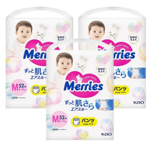 Merries 妙而舒 日本境內版 妙兒褲/尿布, M, 6~11kg, 156片