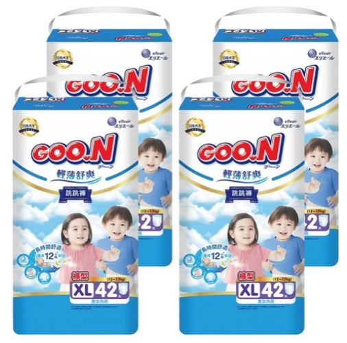 [箱裝] GOO.N 大王 輕薄舒爽 紙尿褲/尿布 褲型, XL, 12-17kg, 168片
