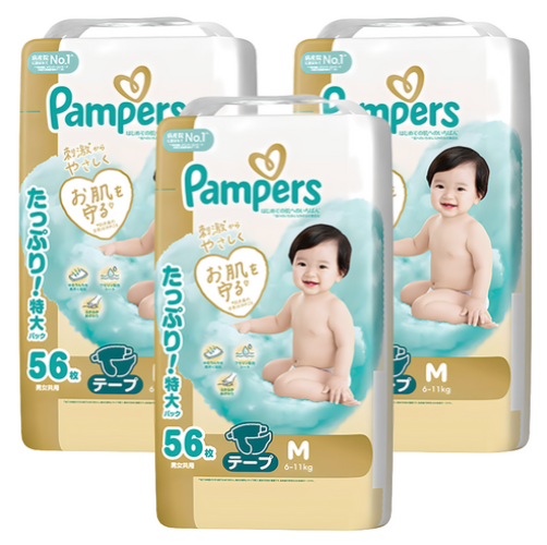 [箱裝] Pampers 幫寶適 日本境內版 黏貼型紙尿褲/尿布, M, 6-11kg, 168片