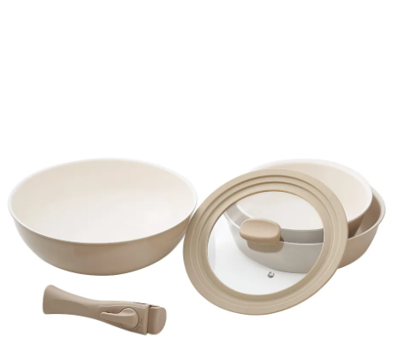 NEOFLAM 台灣原廠公司貨 Midas Plus可拆式系列 陶瓷塗層鍋5件組, 湯鍋 20cm