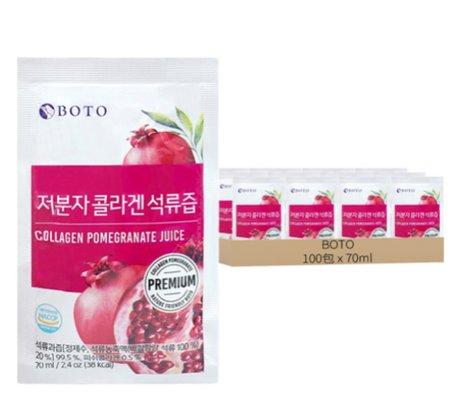 [箱裝] BOTO 膠原蛋白紅石榴汁, 70ml, 100包, 1箱