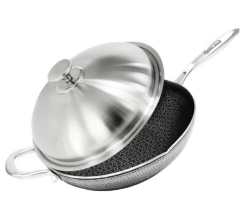 Austin Shine 3D微雕櫻花 316不鏽鋼鍋 附耳, 33cm, 1個