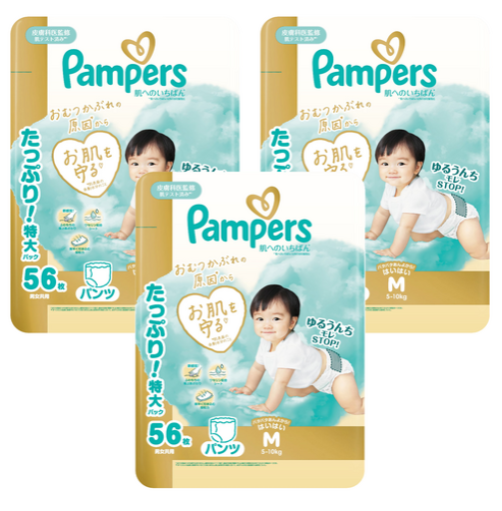 [箱裝]Pampers 幫寶適 日本境內版 褲型尿布 6~12kg, 中碼(M), 168個