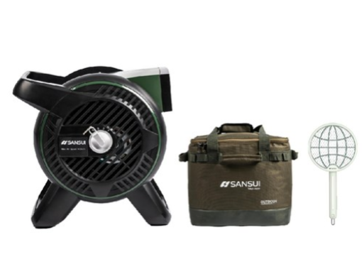 SANSUI山水 SZF-99G野戰綠 循環渦輪扇+收納袋(在風扇箱內)+電蚊拍,1組