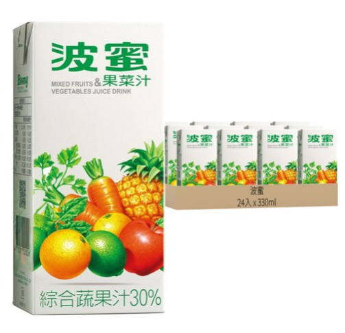 [箱裝]波蜜 果菜汁 鋁箔包, 330ml, 24入,1箱