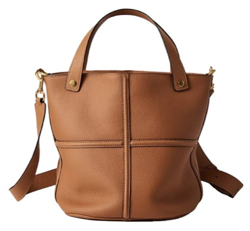 真皮頭層牛皮女士菜籃子手提包肩背包女包 LB911, 27 x 16 x 23cm, 棕, 550g