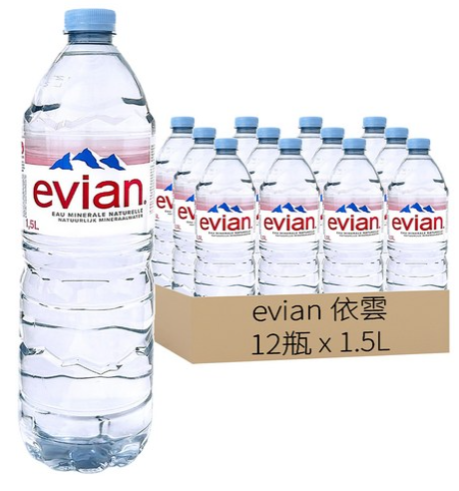 [箱裝]evian 依雲 法國原裝版 天然礦泉水,1.5l,12瓶