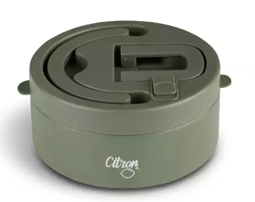 Citron 小檸檬 三層食品保溫罐, 大, 森林綠, 1個