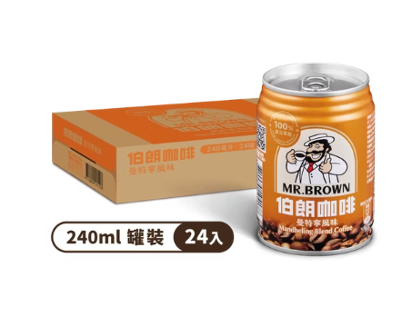 [箱裝]伯朗咖啡 曼特寧風味240ml 24入