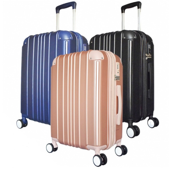 WALLABY 輪子超滑順 經典直條紋 海關鎖 可加大行李箱, 24吋, 黑色, 3.8kg, 1個