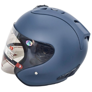 普通型露臉式騎乘機車用防護頭盔 附一層護目鏡, R3-A6, M, 消光閃藍色, 1個