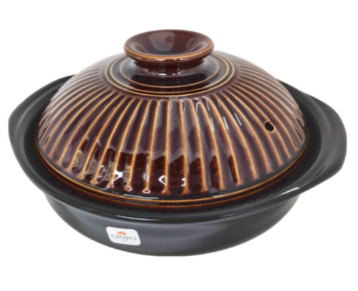 銀峯陶器 萬古燒菊花土鍋 4人用, 9號, 飴(褐色), 2.7L, 1個