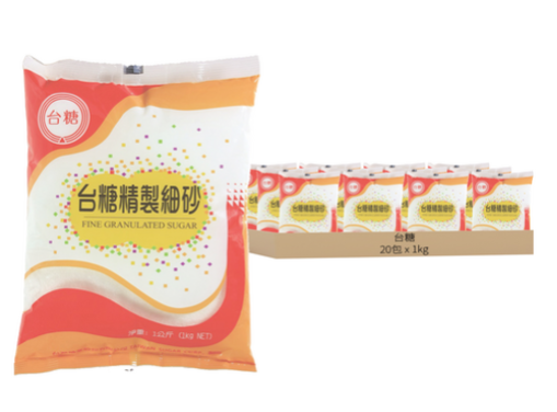 [箱裝]台糖 精製細砂糖, 1kg, 20包