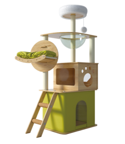 AOYI 奧藝 豪華城堡貓跳台 Y-21, 綠色, 55 x 40 x 150cm, 13kg, 1