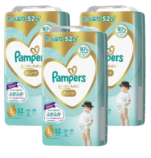 [箱裝]Pampers 幫寶適 日本境內版 尿布, 褲型, L, 9-14kg, 156片