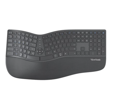 ViewSonic 優派 人體工學藍牙無線薄膜鍵盤, 製造商軸, KW980, 黑色, 1個