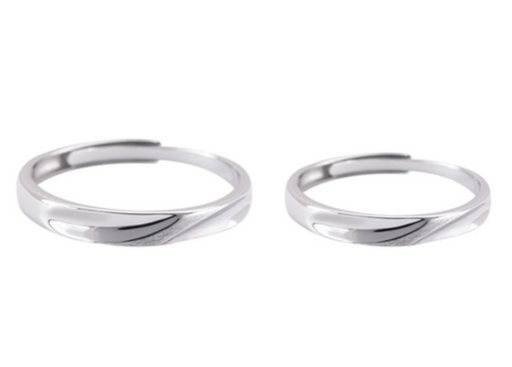 MARIGOLD光霧之愛1+1情侶925純銀可調式戒指二入禮盒, ATS131, 女款銀 + 男款銀