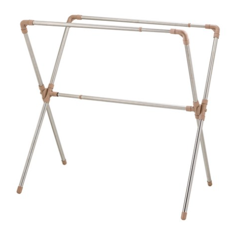 ikloo 宜酷屋 不銹鋼X型雙桿伸縮曬衣架, 108~188 x 78 x 127cm, 不鏽鋼色