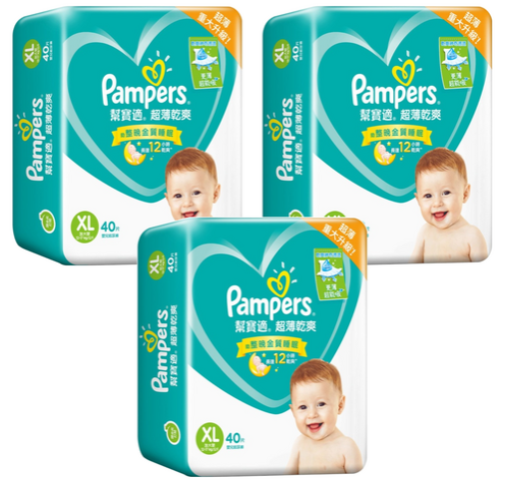 [箱裝] Pampers 幫寶適 原廠公司貨 超薄乾爽 黏貼型尿布, XL, 12~17kg