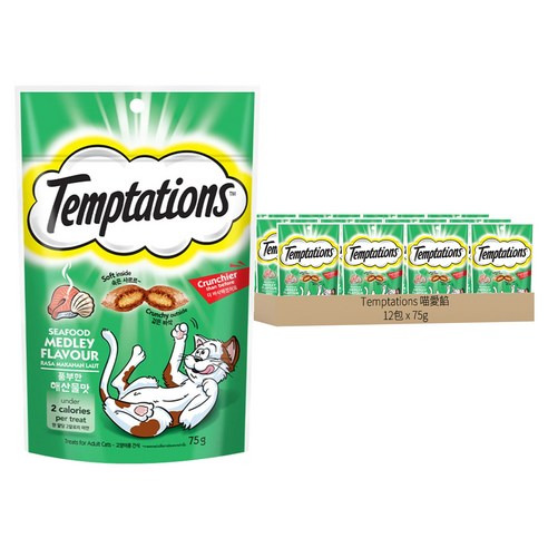 [箱裝]Temptations 喵愛餡 貓點心, 海鮮百匯口味, 75g, 12包