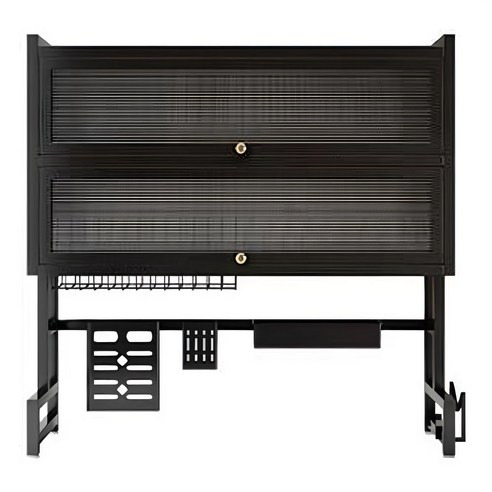 HOUDER 雙層帶門水槽瀝水架 85cm, 2層, 黑色, 1個