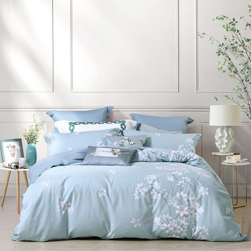 床寢time 頂級台灣製萊賽爾天絲雙人加大兩用被套床包組, 流韻花語(swm7616l),1入