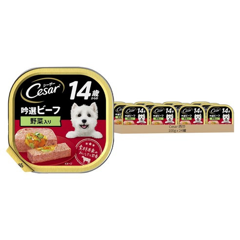 [箱裝]西莎®熟齡餐盒(超高齡犬配方) 牛肉及蔬菜口味100g*24,1箱
