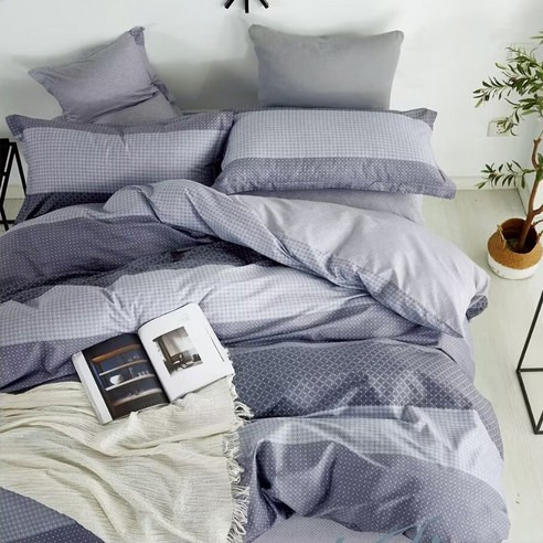 床寢時光 100%純棉四季被寢具4件組 S9239L-H + R9239M,雙人加大床包 + 涼被5