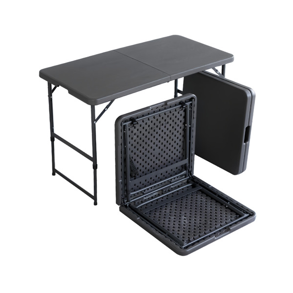 AMOS 木紋手提折疊式升降戶外露營餐桌, DCN013GY, 118 x 61 x 75cm, 灰