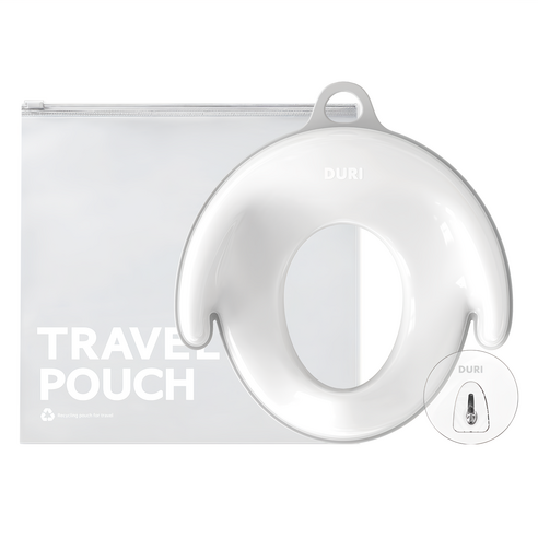 DURI 兒童馬桶輔助坐墊+收納袋+黏貼式掛勾, 淺灰色, 1組