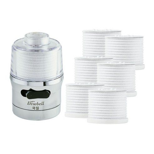 Dewbell CookFil 銀色眼鏡蛇式廚房過濾接頭 + 碳纖維濾芯 6入組, 1組