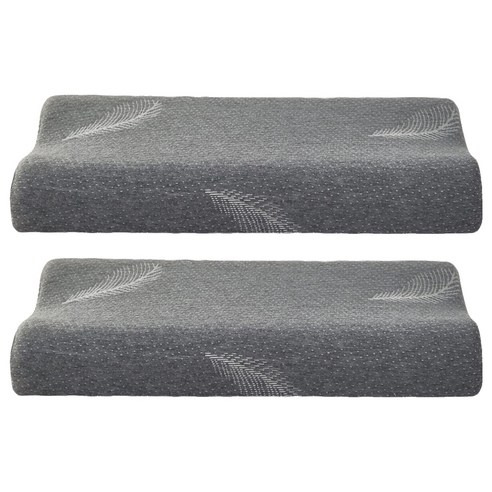 Ishur 伊舒爾 石墨烯釋壓記憶枕 工學護頸型, 50 × 30cm, 灰色, 2個