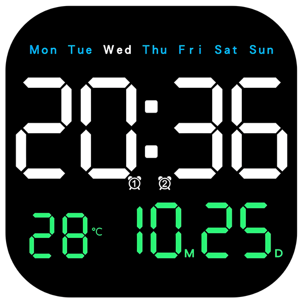 LED多功能掛壁電子鬧鐘 正方形 Z0101, 白燈, 1個