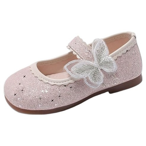 KIZTREE 女童款亮片蝴蝶皮鞋 XZ-547,粉色,170, 粉色, 170