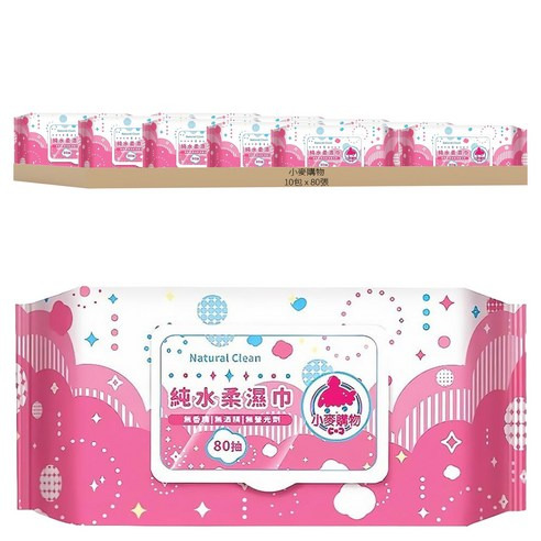 小麥購物 純水濕紙巾 C000 417g, 80張, 10包