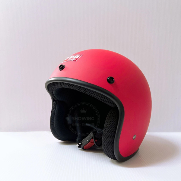 evo helmets 復古騎士安全帽 附冰絲面罩 顏色隨機, L(頭圍57~60cm), 消光深粉
