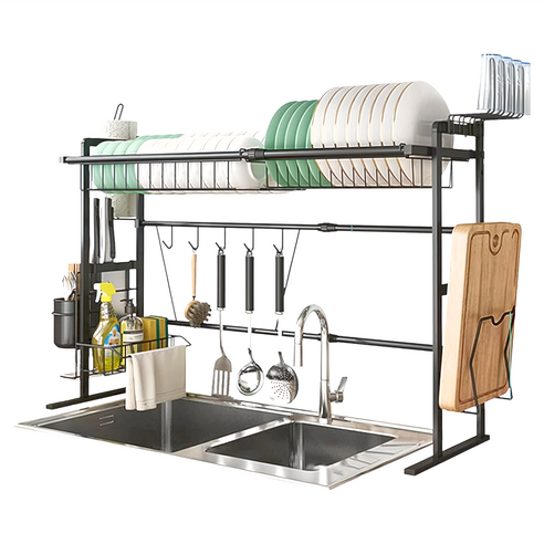 HOUDER_鐵藝 伸縮瀝水架, 雙層無伸縮, 75 x 32 x 80.8cm, 1個