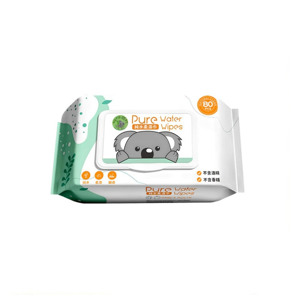 [箱裝] 咪咪購物 純水濕紙巾, 加大款, 180 x 140mm, 綠色, 500g, 80張,