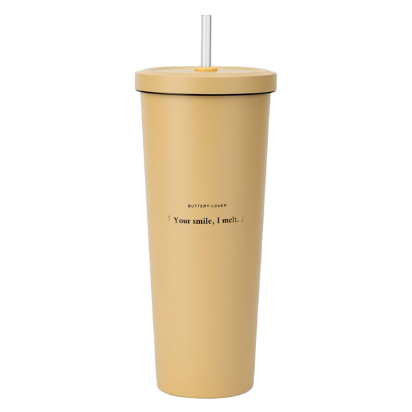 莫蘭迪系列 不鏽鋼吸管杯, 23 x 10.1cm, 奶油戀人, 850ml, 1個(不附吸管)