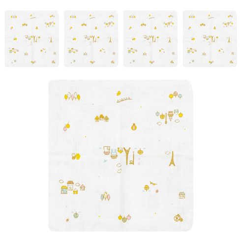 日本OP Mini 紗布巾 32 x 32cm, 小鐵塔, 5條